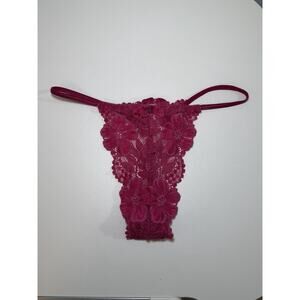 VICTORIA'S SECRET S PINK FLORAL LACE V CHARM VINTAGE RARE V STRING PANTIES Y2k